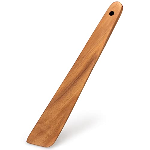 12 Inch Best Wood Spatula for Cooking Teak Kitchen Spatula Turner Flat Wooden Sourdough Spatula for Baking, Scraper Spatula Non Stick Cooking Utensil Egg Flipping Spatula Stirring Spurtle Spatula - CookCave