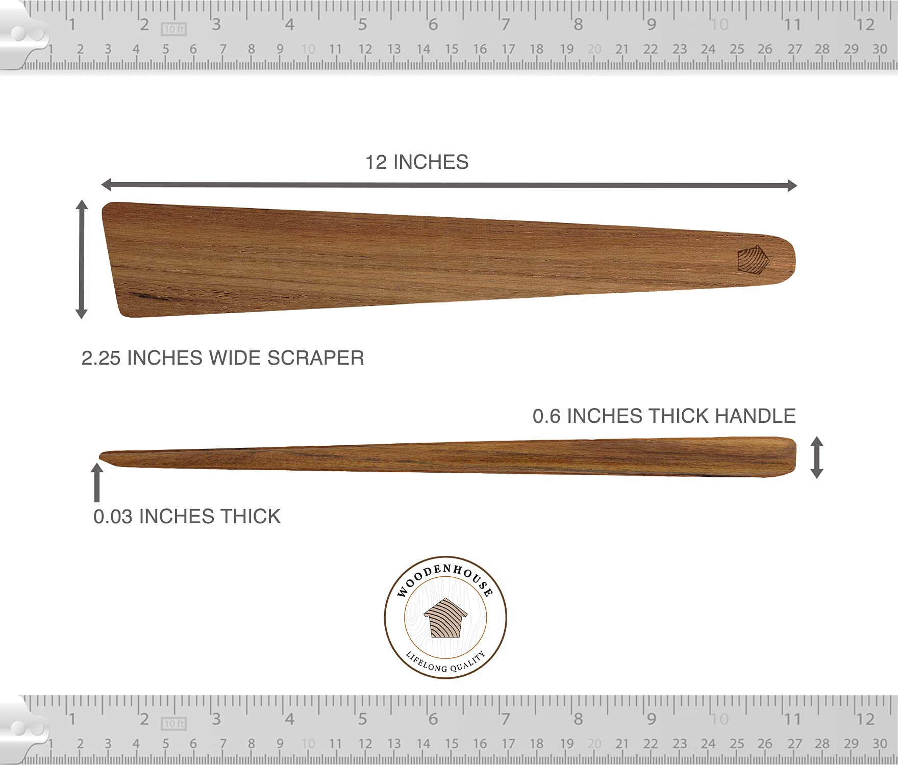 12 inch Teak Wood Spatula for Cast Iron, Small Wood Flipper, Egg Scraper, Flat Wooden Turner, Multipurpose Wood Cooking Utensil, Spatulas Perfect for Flipping, Serving, Scraping & Turning. Set of 2 - CookCave