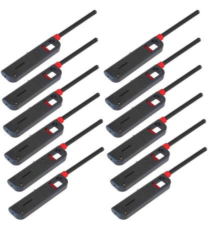 12 Pack - Fuel Included BBQ Grill Long Lighter - Refillable Butane Gas Candle Fireplace Kitchen Stove Wind Resistant, Red - CookCave