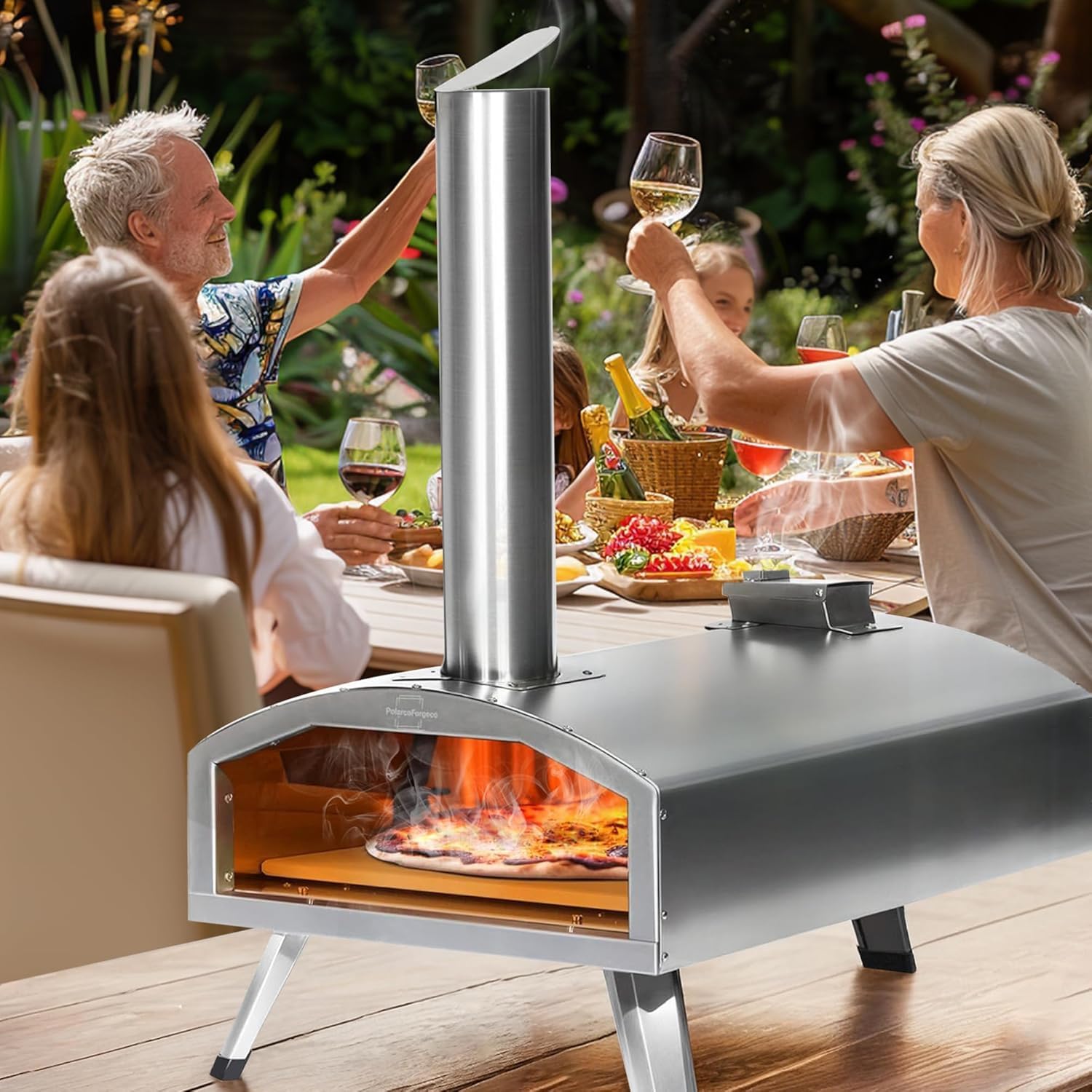 12” Portable Wood Fired Pizza Oven - Stainless Steel Pellet Pizza Stove for Outdoor Cooking, Backyard & Camping - CookCave