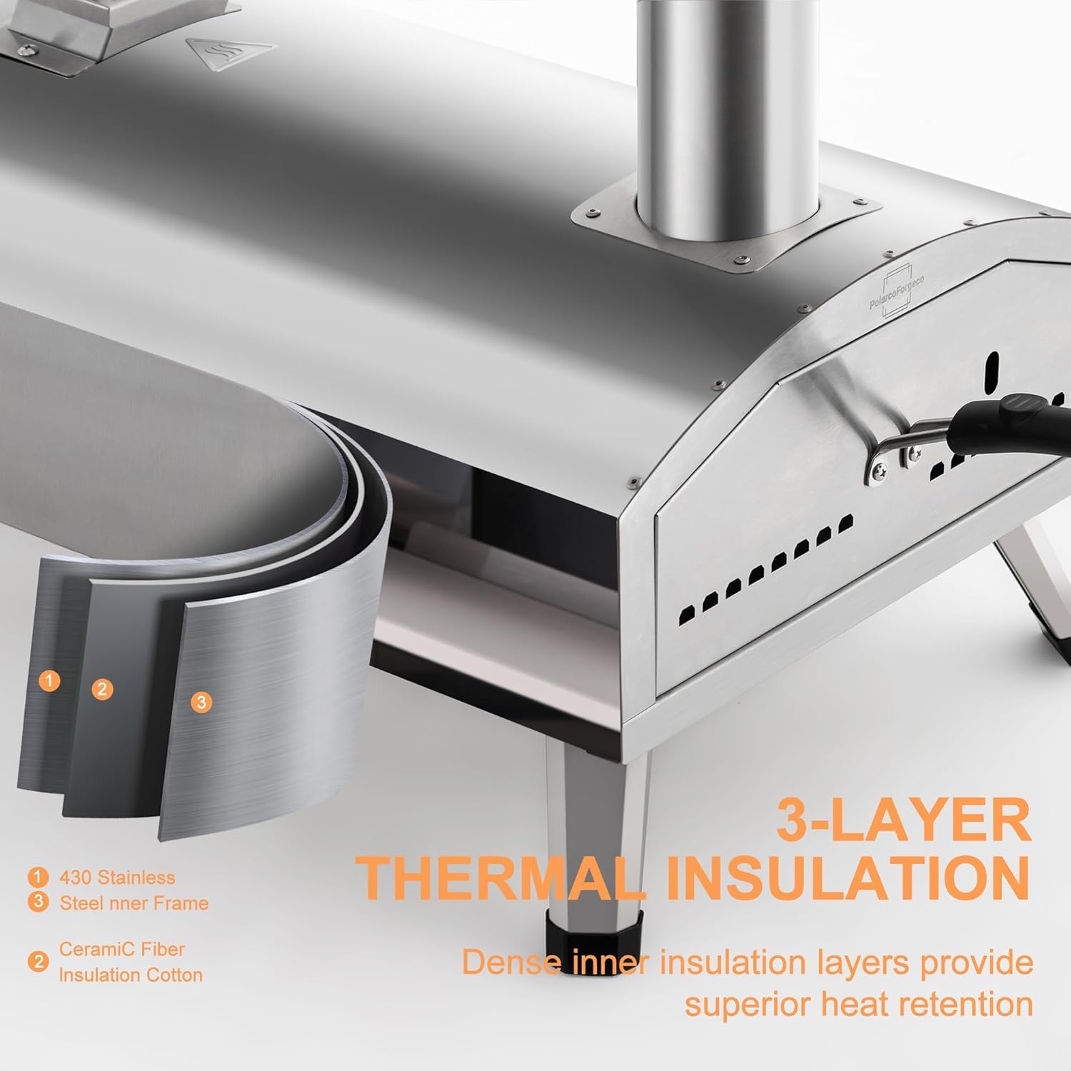 12” Portable Wood Fired Pizza Oven - Stainless Steel Pellet Pizza Stove for Outdoor Cooking, Backyard & Camping - CookCave