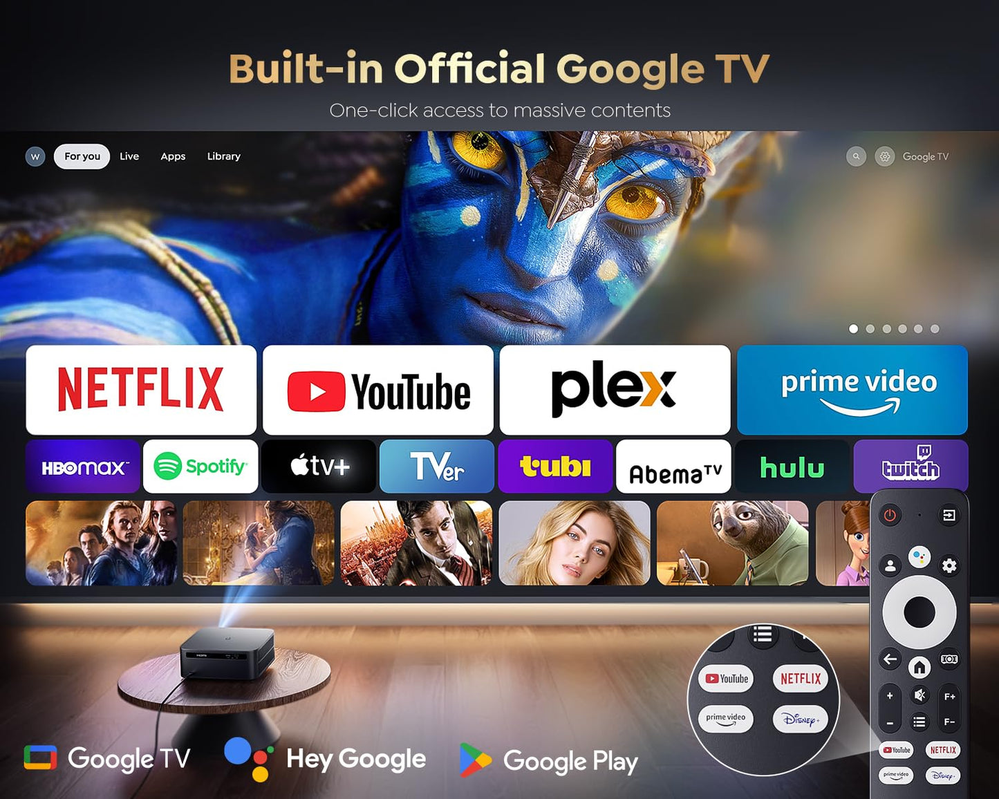 [1200 ANSI/Google TV/Voice Control]Smart Projector with WiFi 6 and Bluetooth, Netflix-Licensed 4K Support, Outdoor Movie Proyector, 1080P Home Ceiling Auto Focus Projector, PUTRIMS K12 Gray - CookCave