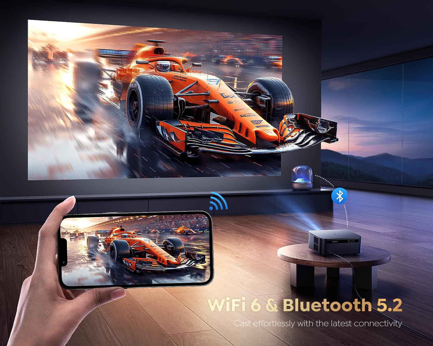 [1200 ANSI/Google TV/Voice Control]Smart Projector with WiFi 6 and Bluetooth, Netflix-Licensed 4K Support, Outdoor Movie Proyector, 1080P Home Ceiling Auto Focus Projector, PUTRIMS K12 Gray - CookCave