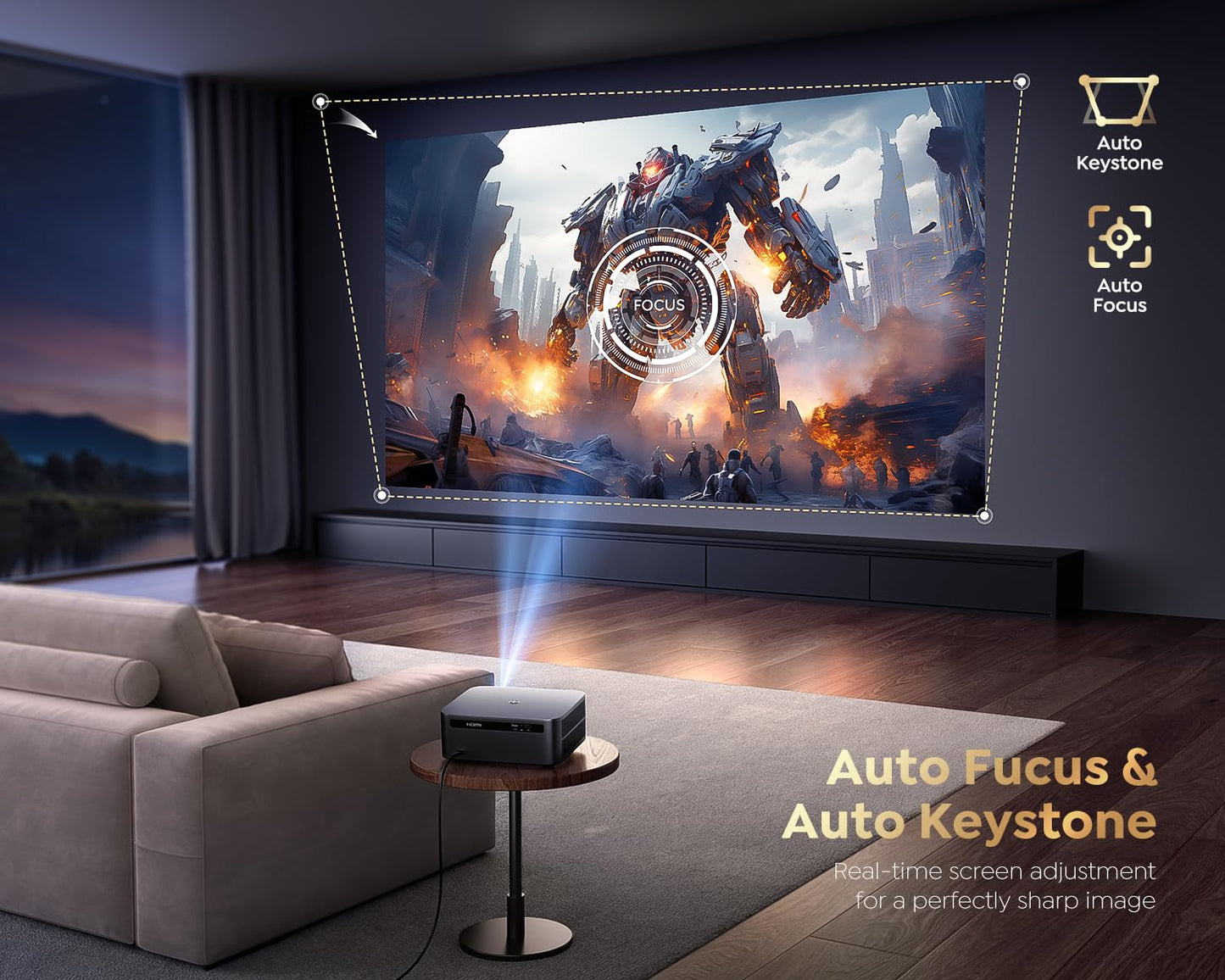 [1200 ANSI/Google TV/Voice Control]Smart Projector with WiFi 6 and Bluetooth, Netflix-Licensed 4K Support, Outdoor Movie Proyector, 1080P Home Ceiling Auto Focus Projector, PUTRIMS K12 Gray - CookCave
