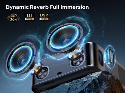 [1200 ANSI/Netflix-Licensed/36W Dolby Audio] Smart Projector with WiFi 6 and 2-Way Bluetooth, Auto Focus & Keystone, TOPTRO X9 4K Supported Outdoor Movie Projector, Gray - CookCave