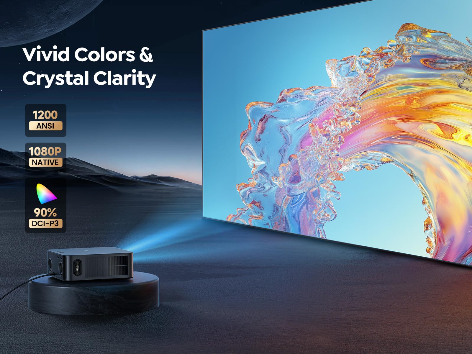 [1200 ANSI/Netflix-Licensed/36W Dolby Audio] Smart Projector with WiFi 6 and 2-Way Bluetooth, Auto Focus & Keystone, TOPTRO X9 4K Supported Outdoor Movie Projector, Gray - CookCave