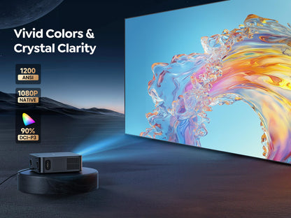 [1200 ANSI/Netflix-Licensed/36W Dolby Audio] Smart Projector with WiFi 6 and 2-Way Bluetooth, Auto Focus & Keystone, TOPTRO X9 4K Supported Outdoor Movie Projector, Gray - CookCave