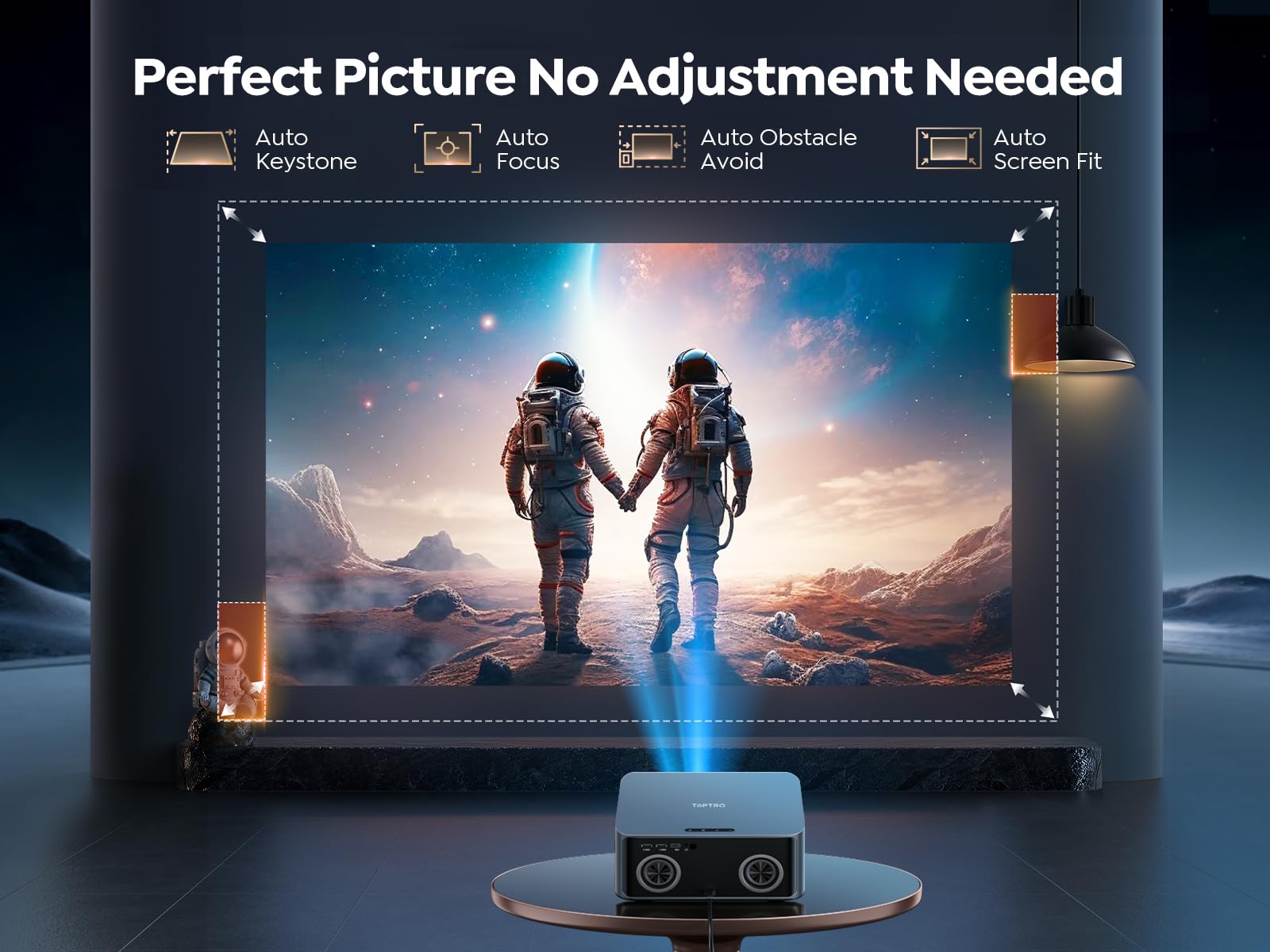 [1200 ANSI/Netflix-Licensed/36W Dolby Audio] Smart Projector with WiFi 6 and 2-Way Bluetooth, Auto Focus & Keystone, TOPTRO X9 4K Supported Outdoor Movie Projector, Gray - CookCave
