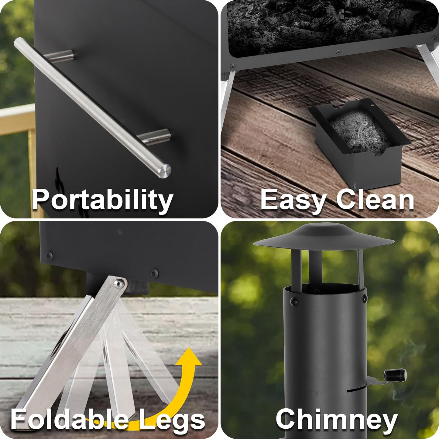 15’’ Outdoor Pizza Oven Wood Fired Pizza Oven Portable Patio Ovens Included Pizza Stone, Pizza Peel, Fold-up Legs, Cover Cooking Rack for Camping Backyard BBQ - CookCave