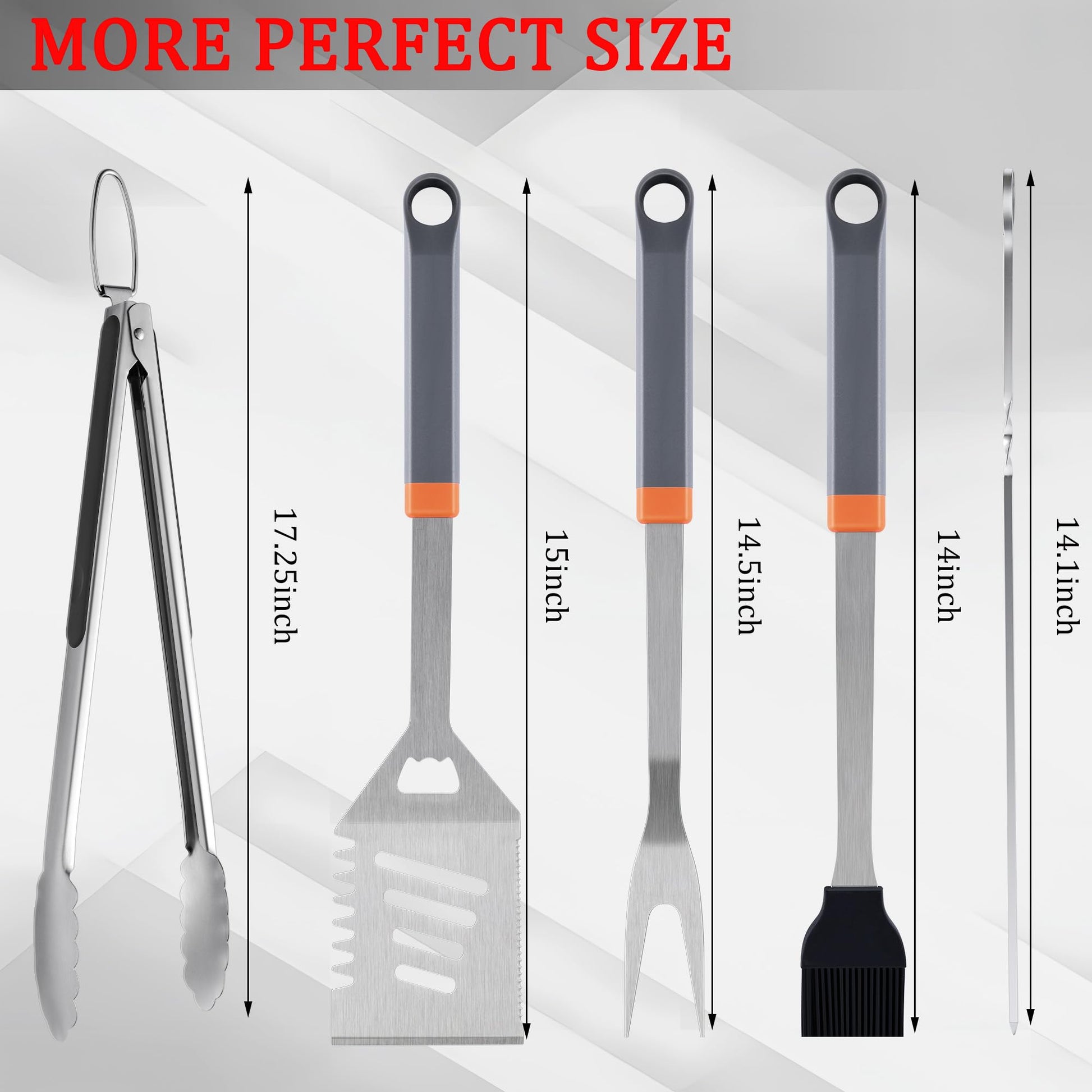 15-Piece Stainless Steel BBQ Grilling Accessories Kit, Premium BBQ Tools with Hooks & Storage Apron, Grill Utensils Set for Outdoor Grill, Cooking, Camping, Fathers Day Grilling Gifts for Men Dad - CookCave