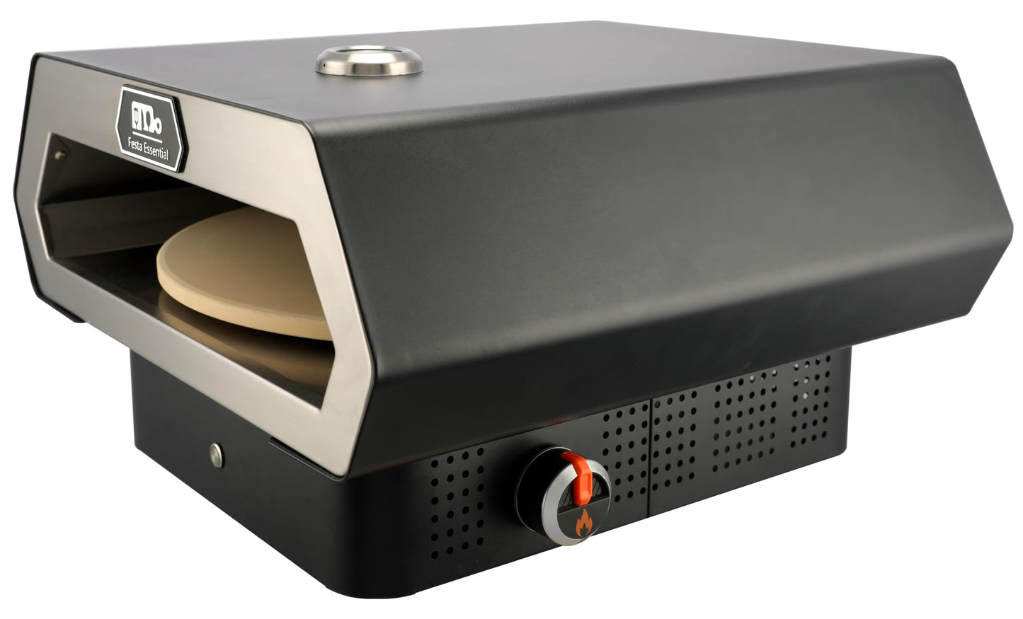 16" Propane Gas Portable Outdoor Pizza Oven w/Rotating Stone and Integrated Thermometer - Carry Bag, Peel, Cutter, 1 Lb. Cylinder Adapter and 4 Ft. Hose w/Regulator for 20 Lbs. Tanks Included - CookCave