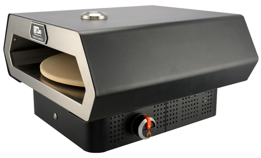 16" Propane Gas Portable Outdoor Pizza Oven w/Rotating Stone and Integrated Thermometer - Carry Bag, Peel, Cutter, 1 Lb. Cylinder Adapter and 4 Ft. Hose w/Regulator for 20 Lbs. Tanks Included - CookCave