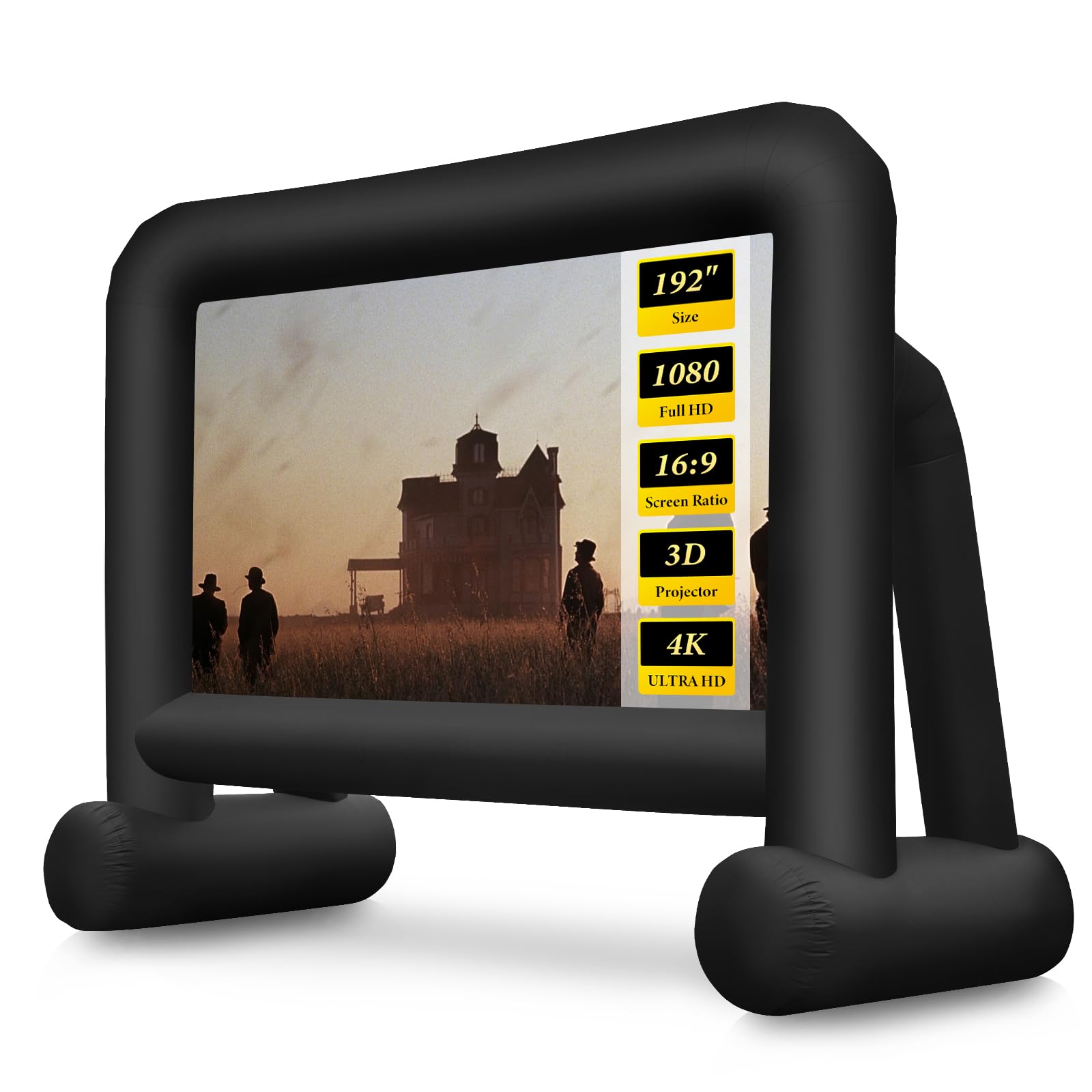 16ft Giant Inflatable Projector Screen for Outside with IP68 Build-in Blower, Front/Rear Projection, Plug&Play, Portable Outdoor Blow Up Screen for Backyard Movie Night, Theme Parties, Celebrations - CookCave