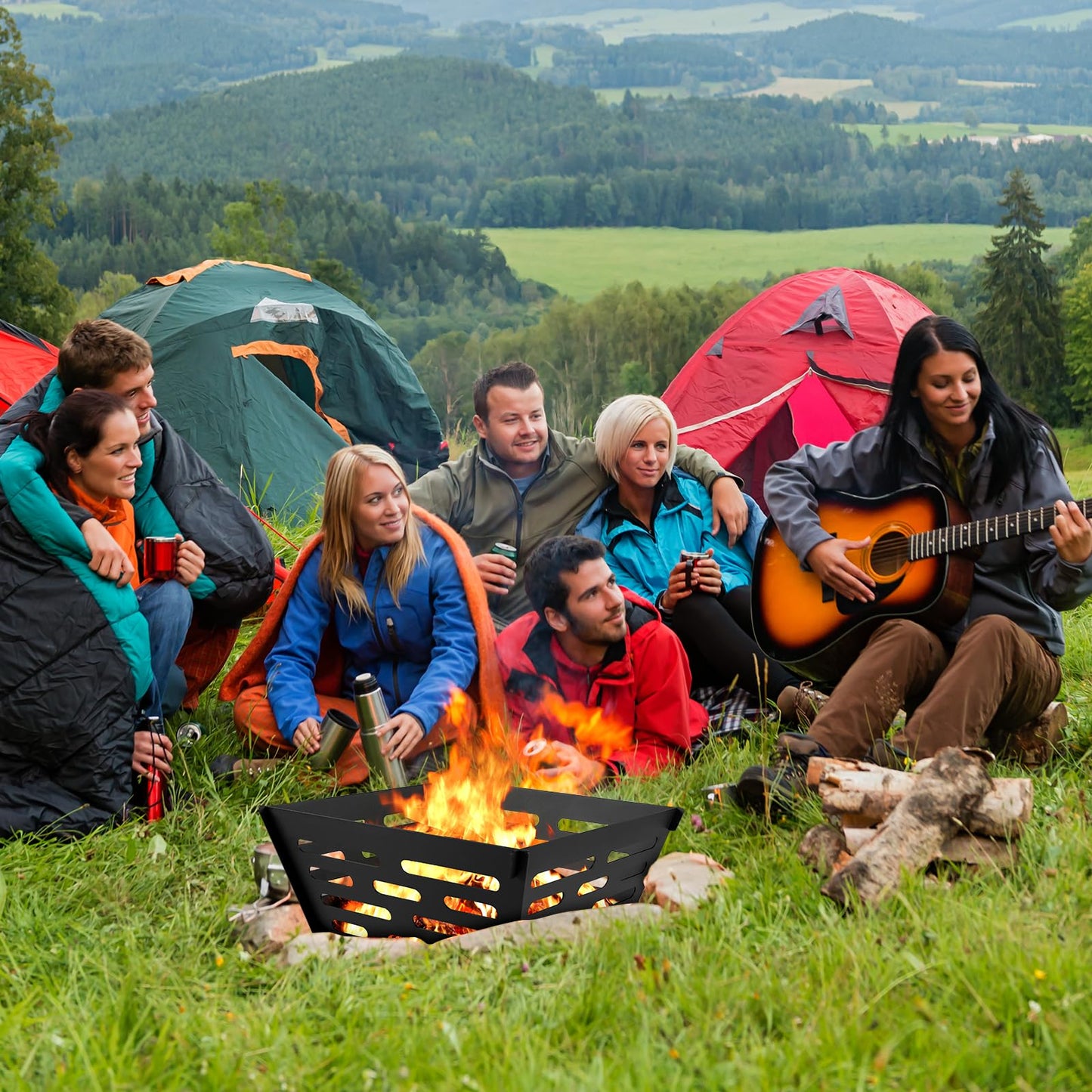 17 Inch Portable Plug Fire Pit,Outdoor Wood Burning Firepit, Detachable Square Metal Firepit for Camping, Picnics, BBQ,Courtyards, Garden Bonfires and Outdoor Heating with Storage Bag… - CookCave