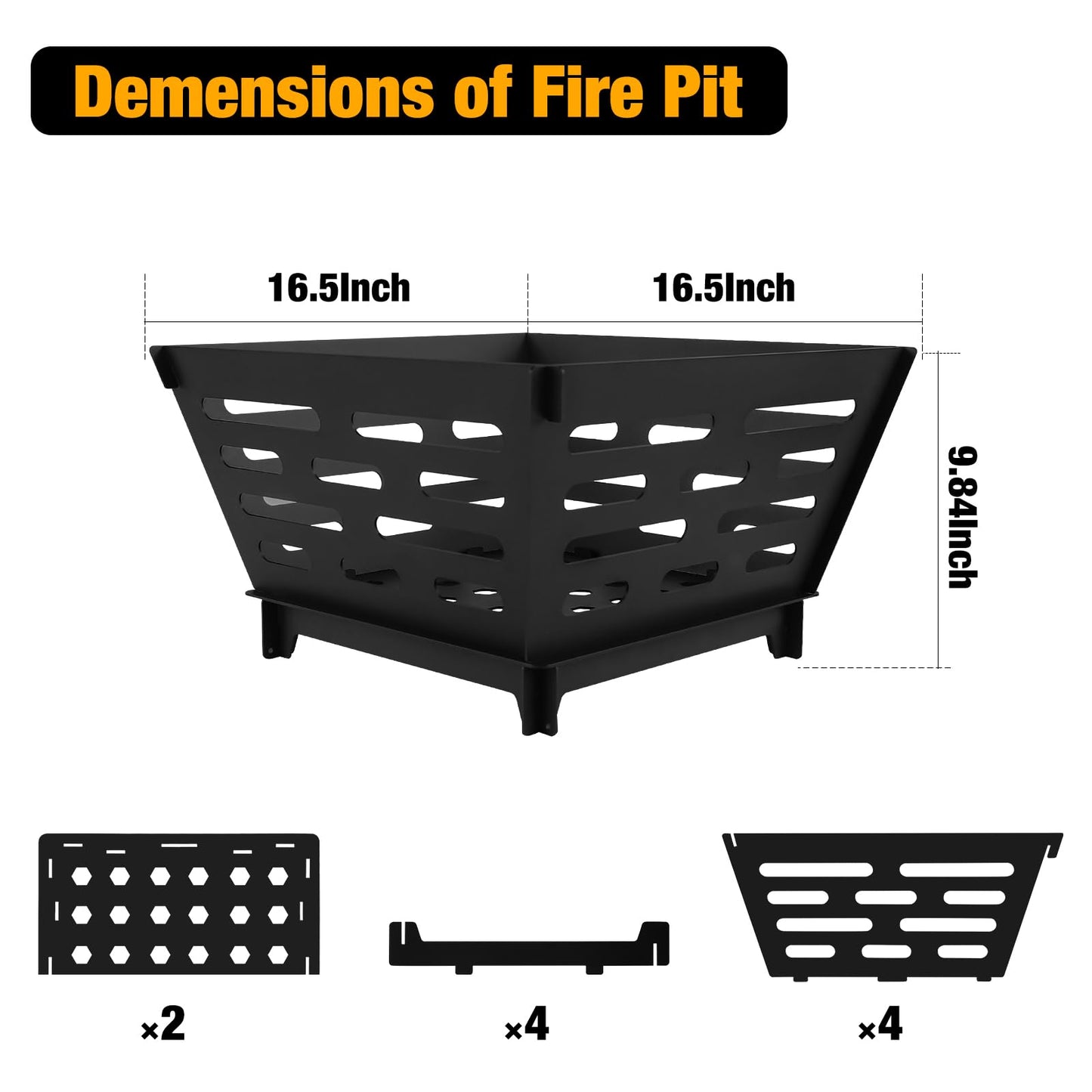 17 Inch Portable Plug Fire Pit,Outdoor Wood Burning Firepit, Detachable Square Metal Firepit for Camping, Picnics, BBQ,Courtyards, Garden Bonfires and Outdoor Heating with Storage Bag… - CookCave
