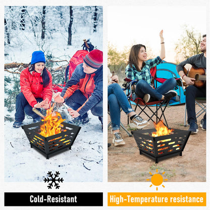 17 Inch Portable Plug Fire Pit,Outdoor Wood Burning Firepit, Detachable Square Metal Firepit for Camping, Picnics, BBQ,Courtyards, Garden Bonfires and Outdoor Heating with Storage Bag… - CookCave