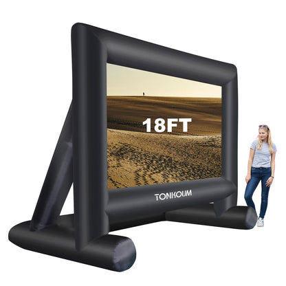 18 Feet Inflatable Projector Screen Outside Blow Up Movie Screen- Includes Inflation Fan, Tie-Downs and Storage Bag- Great for Outdoor Party Backyard Pool Fun - CookCave