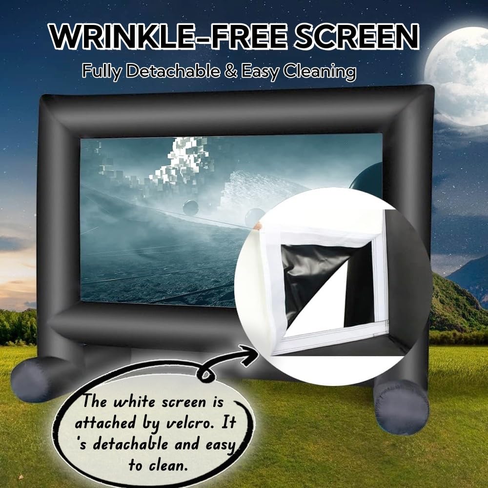 18 Feet Inflatable Projector Screen Outside Blow Up Movie Screen- Includes Inflation Fan, Tie-Downs and Storage Bag- Great for Outdoor Party Backyard Pool Fun - CookCave