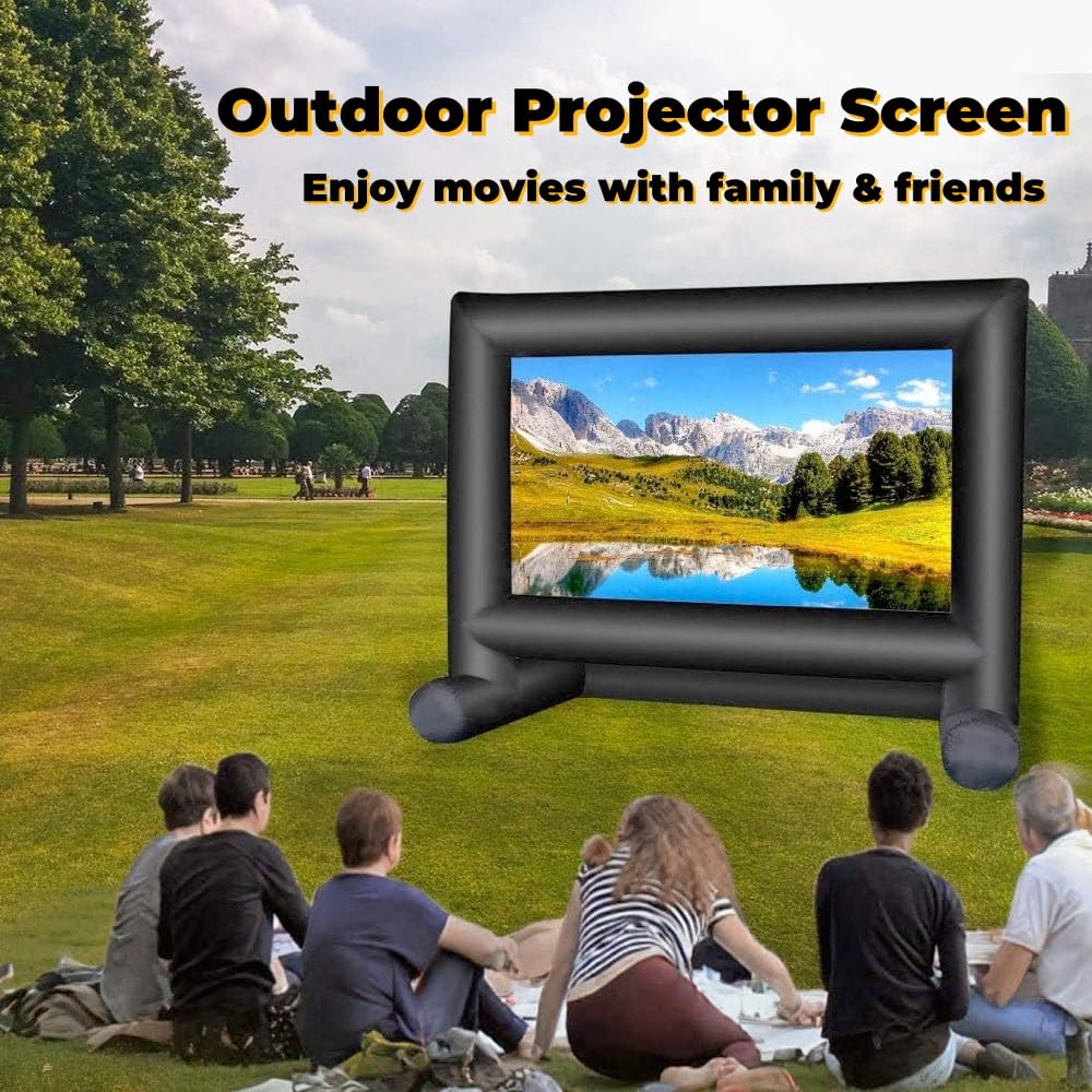 18 Feet Inflatable Projector Screen Outside Blow Up Movie Screen- Includes Inflation Fan, Tie-Downs and Storage Bag- Great for Outdoor Party Backyard Pool Fun - CookCave