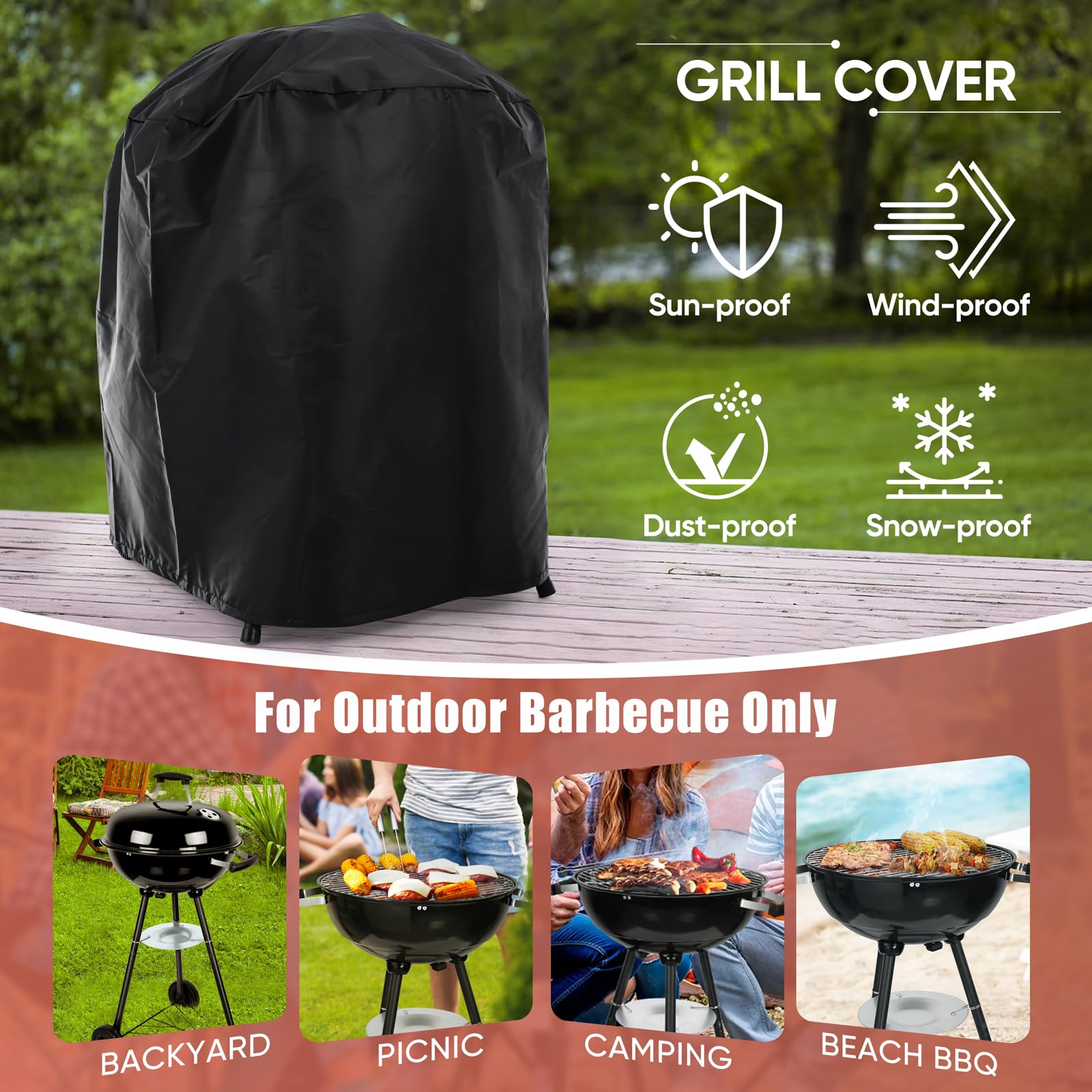 18 Inch Charcoal Grill, HaSteeL 2-In-1 Kettle Outdoor Barbecue Grill, Portable Black BBQ Grill for Camping/Backyard/Patio/Picnic, Porcelain-Enameled Lid & Fire Bowl, 254.SQ.IN Cooking Area, 13-Piece - CookCave