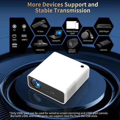 1800 Ansi Smart Outdoor Projector 4K with WIFI and Bluetooth,Auto Focus,DoIby Audio,ARC,PPT,Outdoor Movie Home Projector 4k HDR10+30W Speaker,50%Zoom,500''Display,Compatible w/ TV Stick,iOS,Android,PC - CookCave