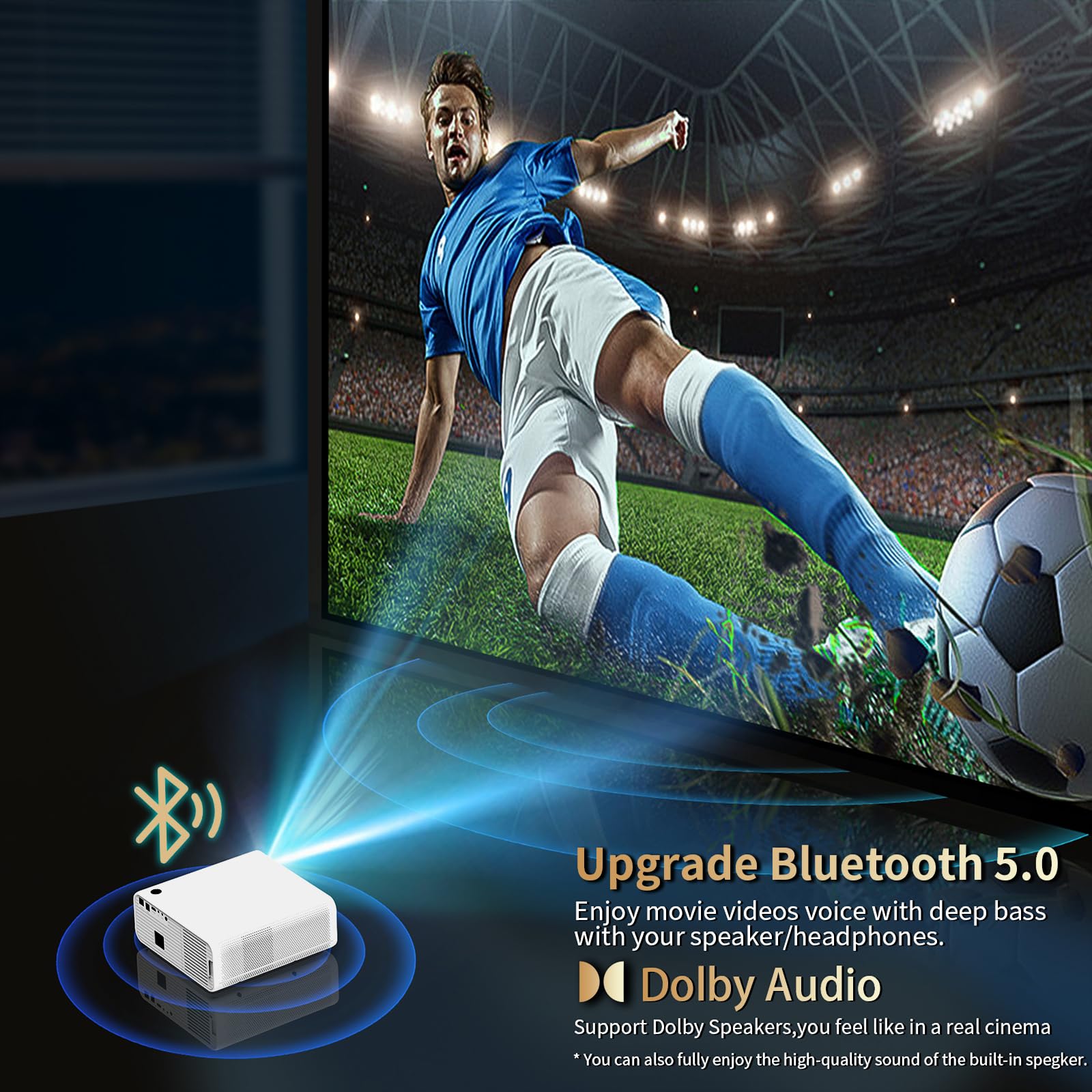 1800 Ansi Smart Outdoor Projector 4K with WIFI and Bluetooth,Auto Focus,DoIby Audio,ARC,PPT,Outdoor Movie Home Projector 4k HDR10+30W Speaker,50%Zoom,500''Display,Compatible w/ TV Stick,iOS,Android,PC - CookCave