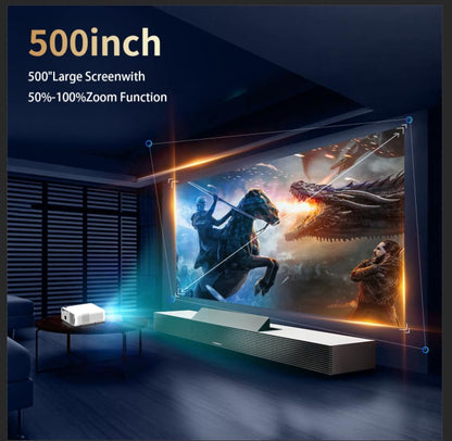 1800 Ansi Smart Outdoor Projector 4K with WIFI and Bluetooth,Auto Focus,DoIby Audio,ARC,PPT,Outdoor Movie Home Projector 4k HDR10+30W Speaker,50%Zoom,500''Display,Compatible w/ TV Stick,iOS,Android,PC - CookCave