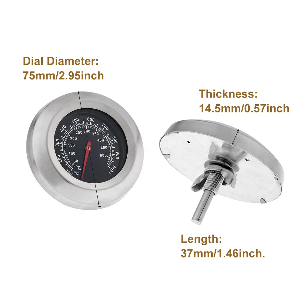 1Pc 3" Face 1000F Thermometer Temperature Gauge BBQ Barbecue Charcoal Grill Smoker - CookCave