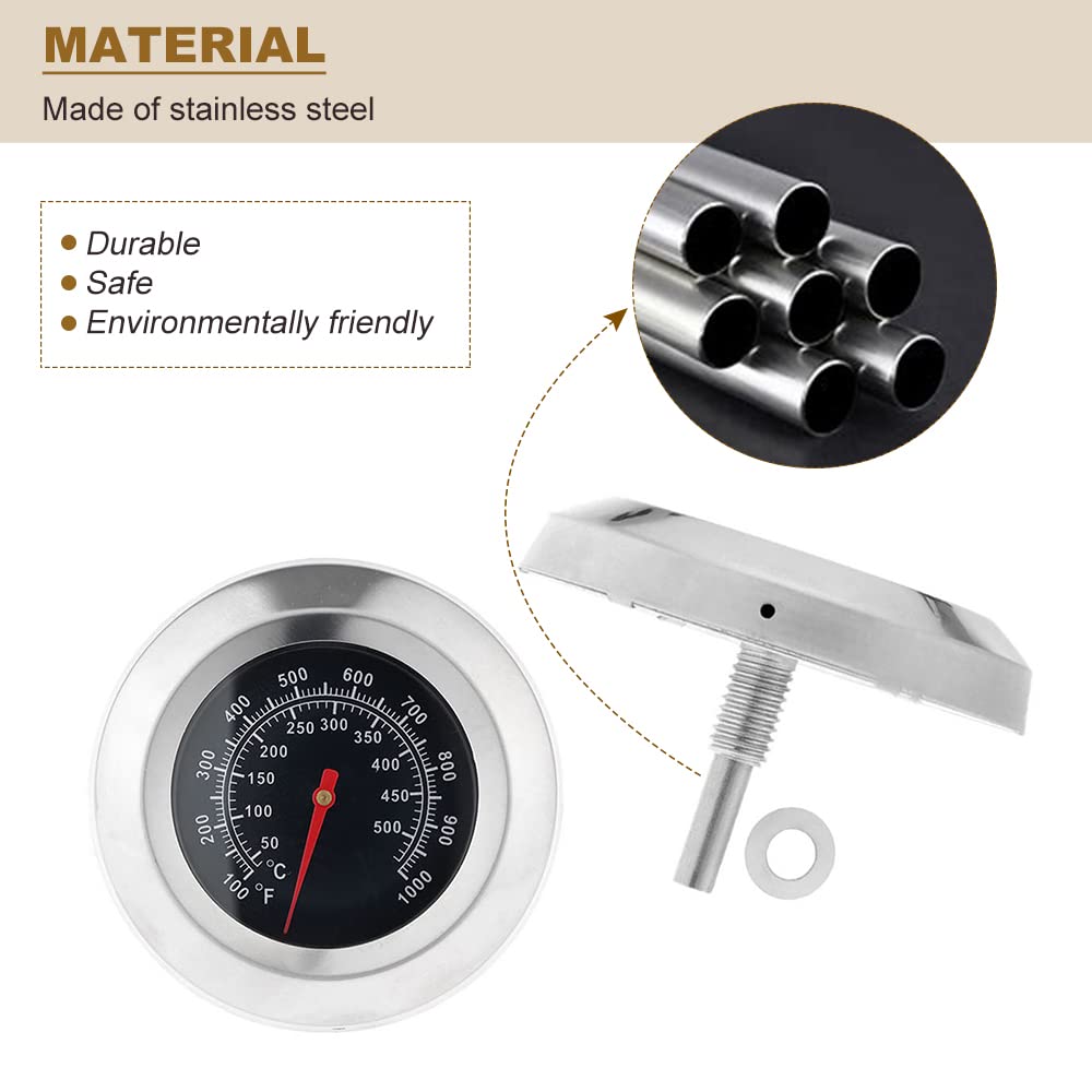 1Pc 3" Face 1000F Thermometer Temperature Gauge BBQ Barbecue Charcoal Grill Smoker - CookCave