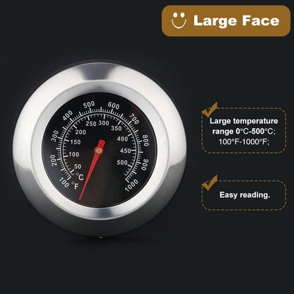 1Pc 3" Face 1000F Thermometer Temperature Gauge BBQ Barbecue Charcoal Grill Smoker - CookCave