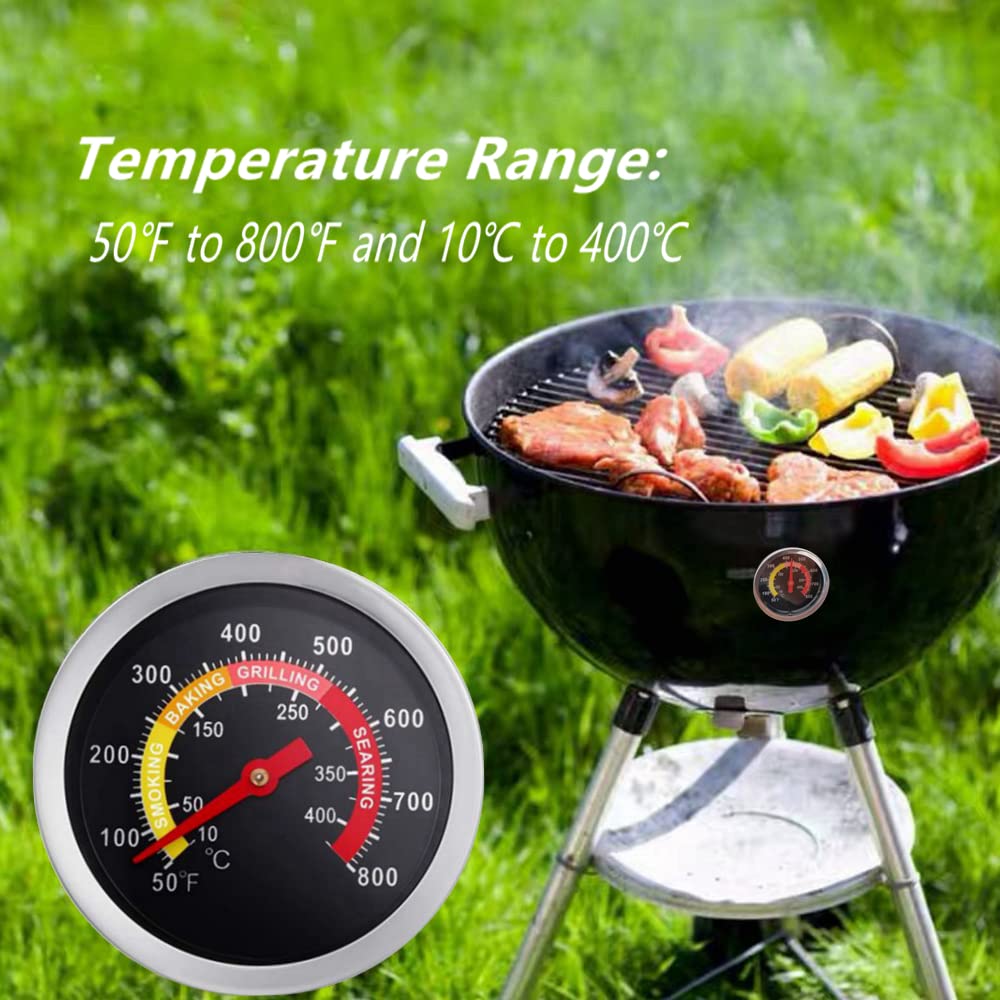 2 Pack BBQ Grill Temperature Gauge, 2-3/8 inch Barbecue Charcoal Smoker Grill Thermometer Gauge BBQ Temp Gauge - CookCave