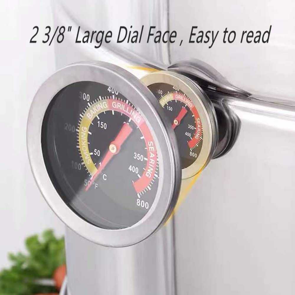 2 Pack BBQ Grill Temperature Gauge, 2-3/8 inch Barbecue Charcoal Smoker Grill Thermometer Gauge BBQ Temp Gauge - CookCave