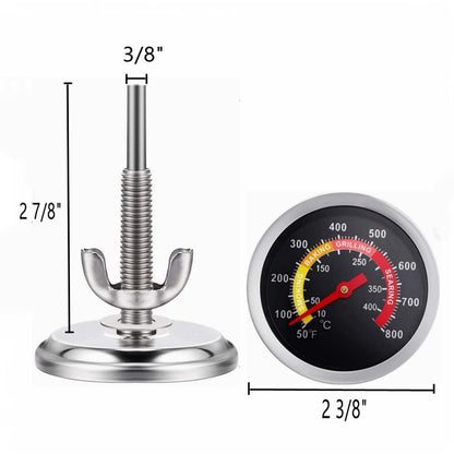2 Pack BBQ Grill Temperature Gauge, 2-3/8 inch Barbecue Charcoal Smoker Grill Thermometer Gauge BBQ Temp Gauge - CookCave