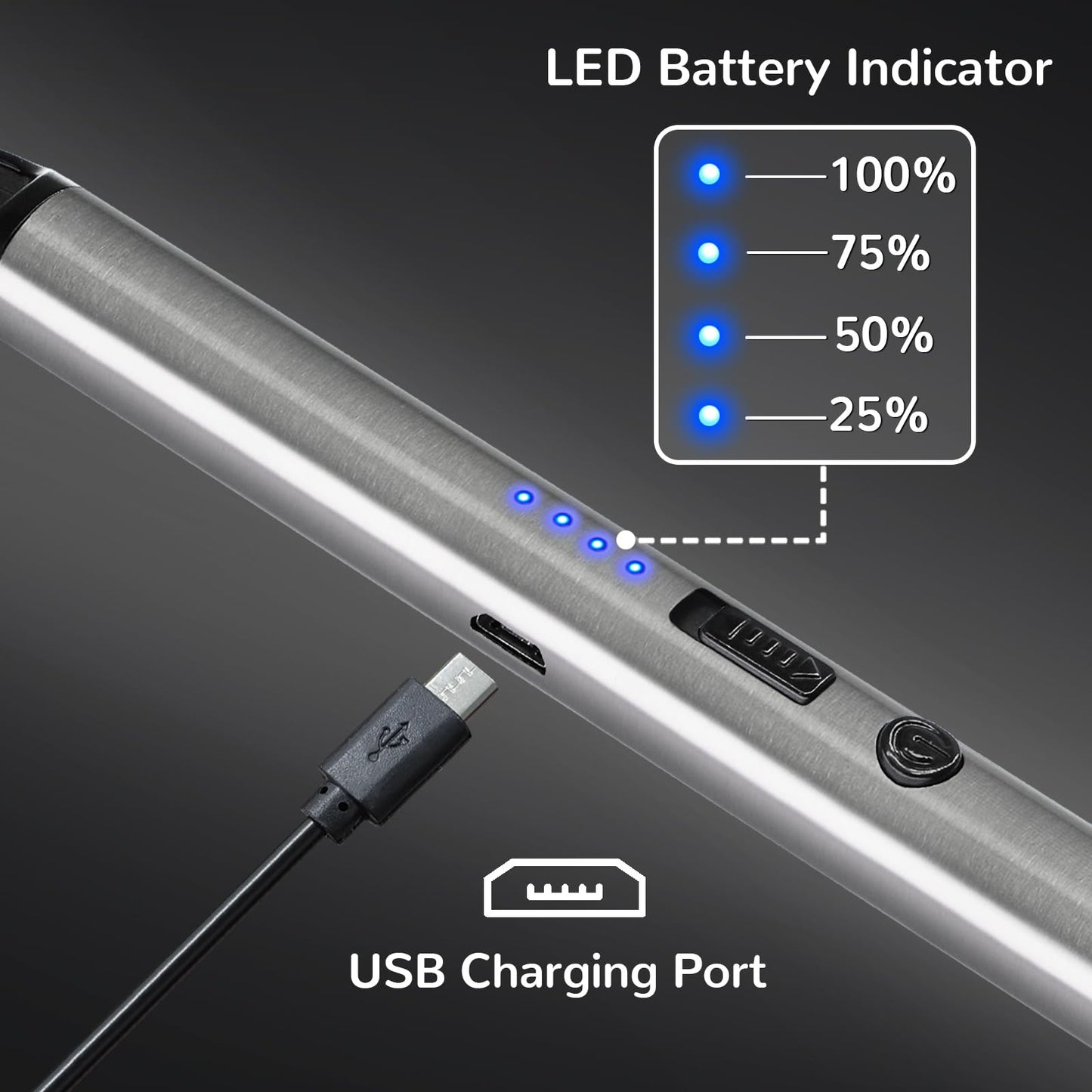 2 Pack Candle Lighter Electric Arc Long Flex Neck Utility Butane Torch Lighters Rechargeable USB Refillable Gas Jet Flame Windproof Lighter for Camping BBQ Grill Gas Stove - CookCave