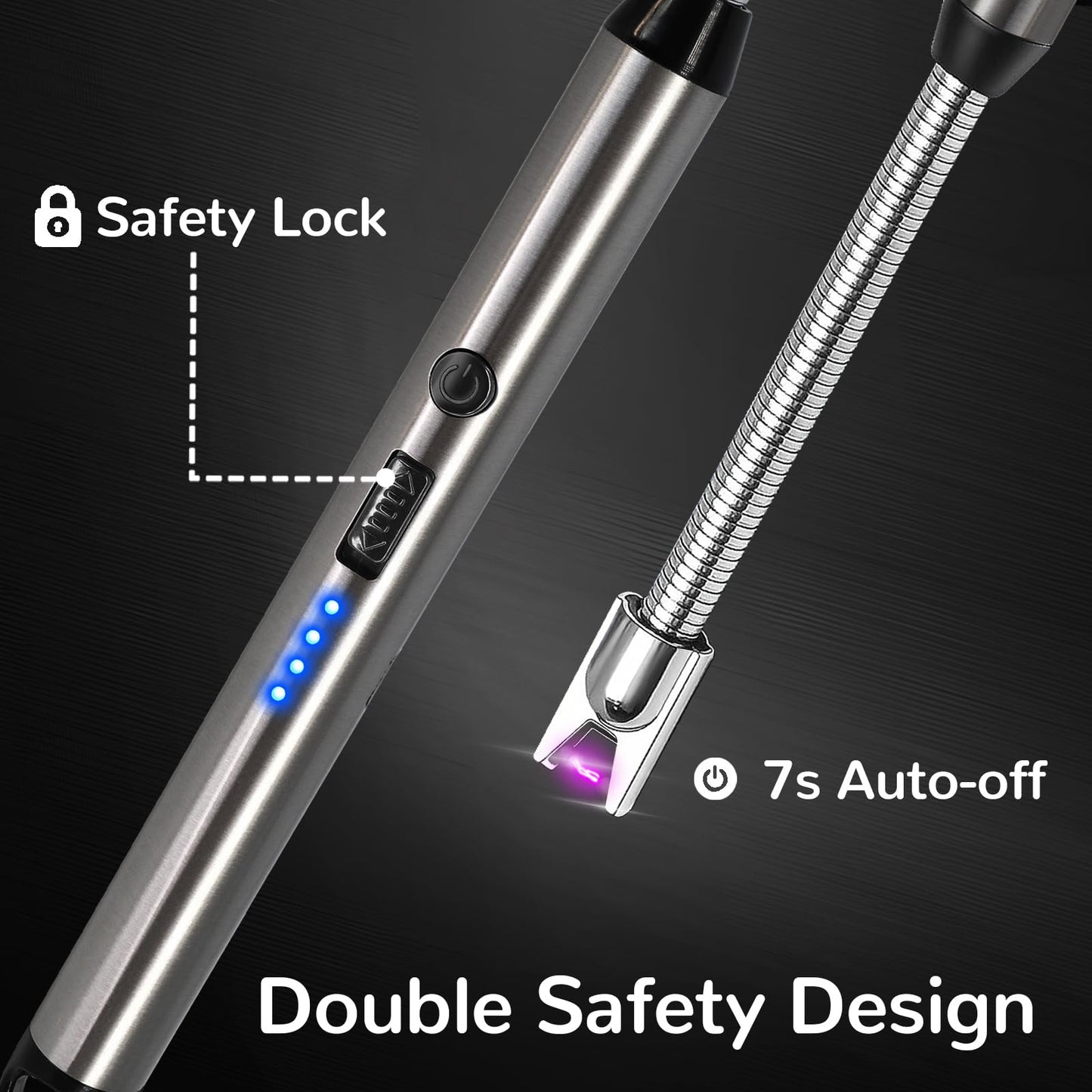 2 Pack Candle Lighter Electric Arc Long Flex Neck Utility Butane Torch Lighters Rechargeable USB Refillable Gas Jet Flame Windproof Lighter for Camping BBQ Grill Gas Stove - CookCave