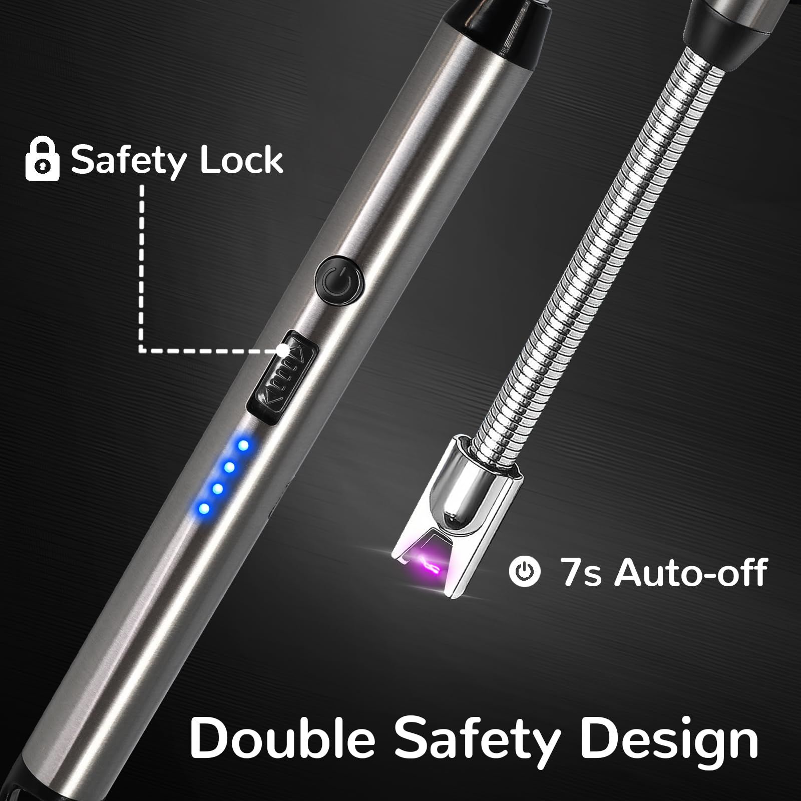 2 Pack Candle Lighter Electric Arc Long Flex Neck Utility Butane Torch Lighters Rechargeable USB Refillable Gas Jet Flame Windproof Lighter for Camping BBQ Grill Gas Stove - CookCave