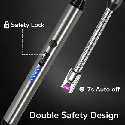 2 Pack Candle Lighter Electric Arc Long Flex Neck Utility Butane Torch Lighters Rechargeable USB Refillable Gas Jet Flame Windproof Lighter for Camping BBQ Grill Gas Stove - CookCave