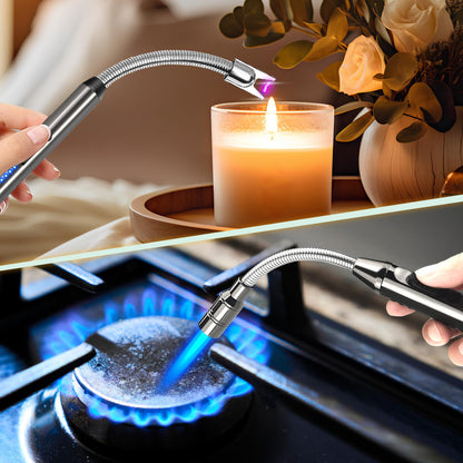 2 Pack Candle Lighter Electric Arc Long Flex Neck Utility Butane Torch Lighters Rechargeable USB Refillable Gas Jet Flame Windproof Lighter for Camping BBQ Grill Gas Stove - CookCave