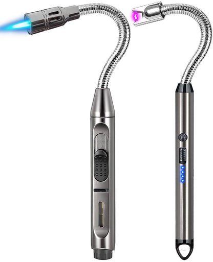 2 Pack Candle Lighter Electric Arc Long Flex Neck Utility Butane Torch Lighters Rechargeable USB Refillable Gas Jet Flame Windproof Lighter for Camping BBQ Grill Gas Stove - CookCave