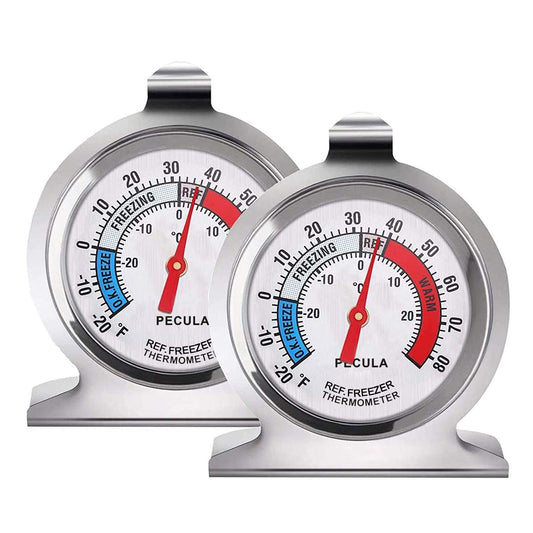 2 Pack Refrigerator Thermometer, -30~30°C/-20~80°F, Classic Fridge Analog Thermometer Large Dial with Red Indicator Thermometer for Freezer Refrigerator Cooler - CookCave