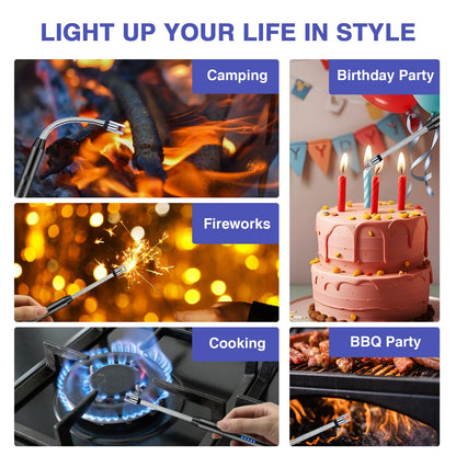 2 PCS Candle Lighter, Electric Lighter Arc Windproof Flameless with 360° Flexible Neck & LED Power Display, Lighters for Candle for BBQ, Grill, Camping, Fireplace, Stove - CookCave