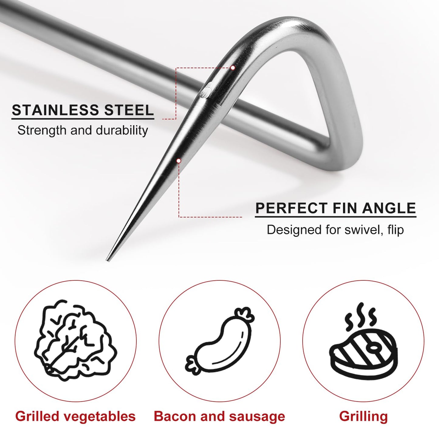 2 Pcs Food Flipper, Food Flipper Turner Hooks Barbecue Food Flipper Stainless Steel BBQ Meat Hook Flipper Food Flipper Meat Hook for BBQ Grilling Smoking Griddle Kitchen Cooking Accessories - CookCave