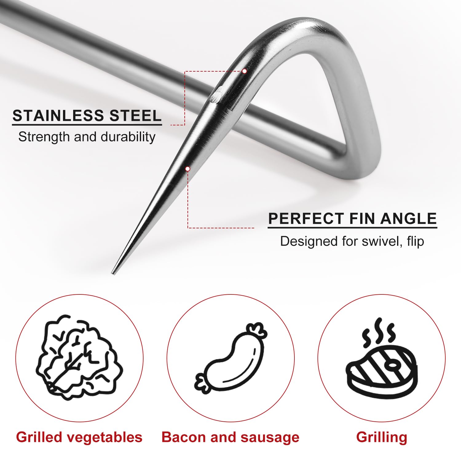 2 Pcs Food Flipper, Food Flipper Turner Hooks Barbecue Food Flipper Stainless Steel BBQ Meat Hook Flipper Food Flipper Meat Hook for BBQ Grilling Smoking Griddle Kitchen Cooking Accessories - CookCave