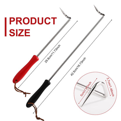 2 Pcs Food Flipper, Food Flipper Turner Hooks Barbecue Food Flipper Stainless Steel BBQ Meat Hook Flipper Food Flipper Meat Hook for BBQ Grilling Smoking Griddle Kitchen Cooking Accessories - CookCave