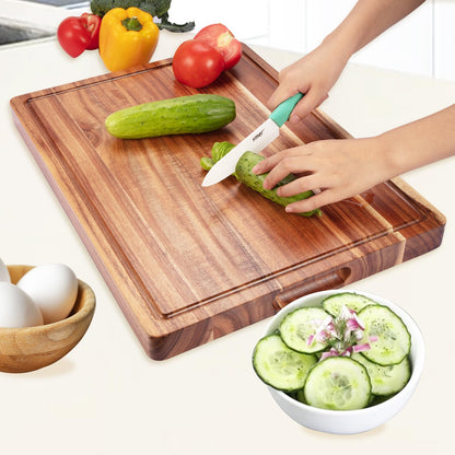 20 Inch Large Acacia Wood Cutting Board 1.5" Thick, Reversible Wooden Cutting Board for Kitchen, Charcuterie Board Cheese Board with Deep Groove, Chopping Board for Meat, Vegetables, Fruit - CookCave