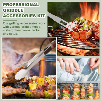 20PCS Griddle Accessories Kit, Flat Top Grill Accessories Set for Blackstone and Camp Chef, Grill Spatula Set with Enlarged Spatulas, Basting Cover, lron Smash Burger Press for Outdoor Barbecue - CookCave