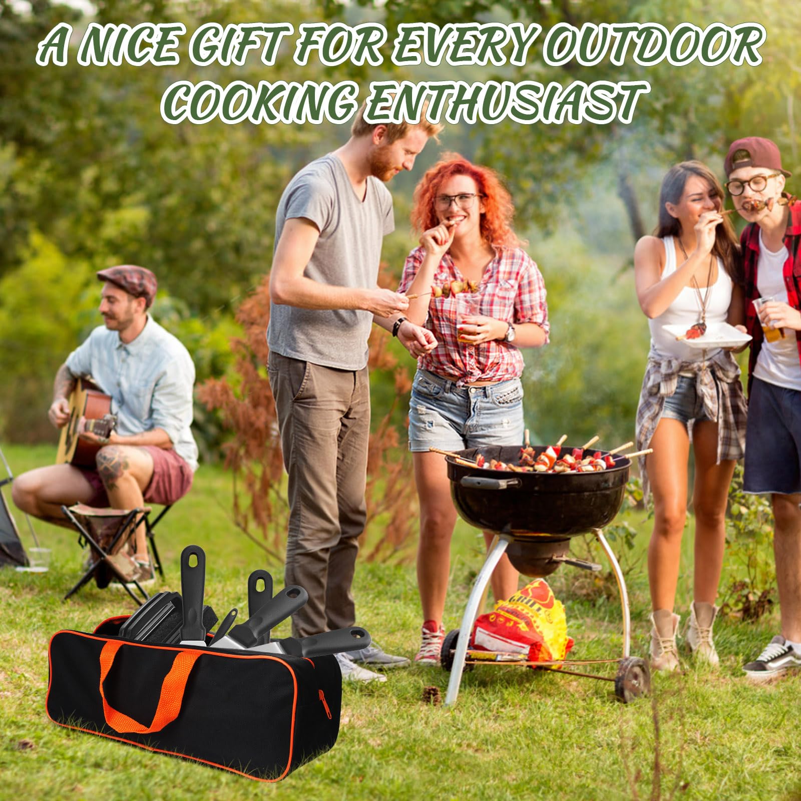 20PCS Griddle Accessories Kit, Flat Top Grill Accessories Set for Blackstone and Camp Chef, Grill Spatula Set with Enlarged Spatulas, Basting Cover, lron Smash Burger Press for Outdoor Barbecue - CookCave