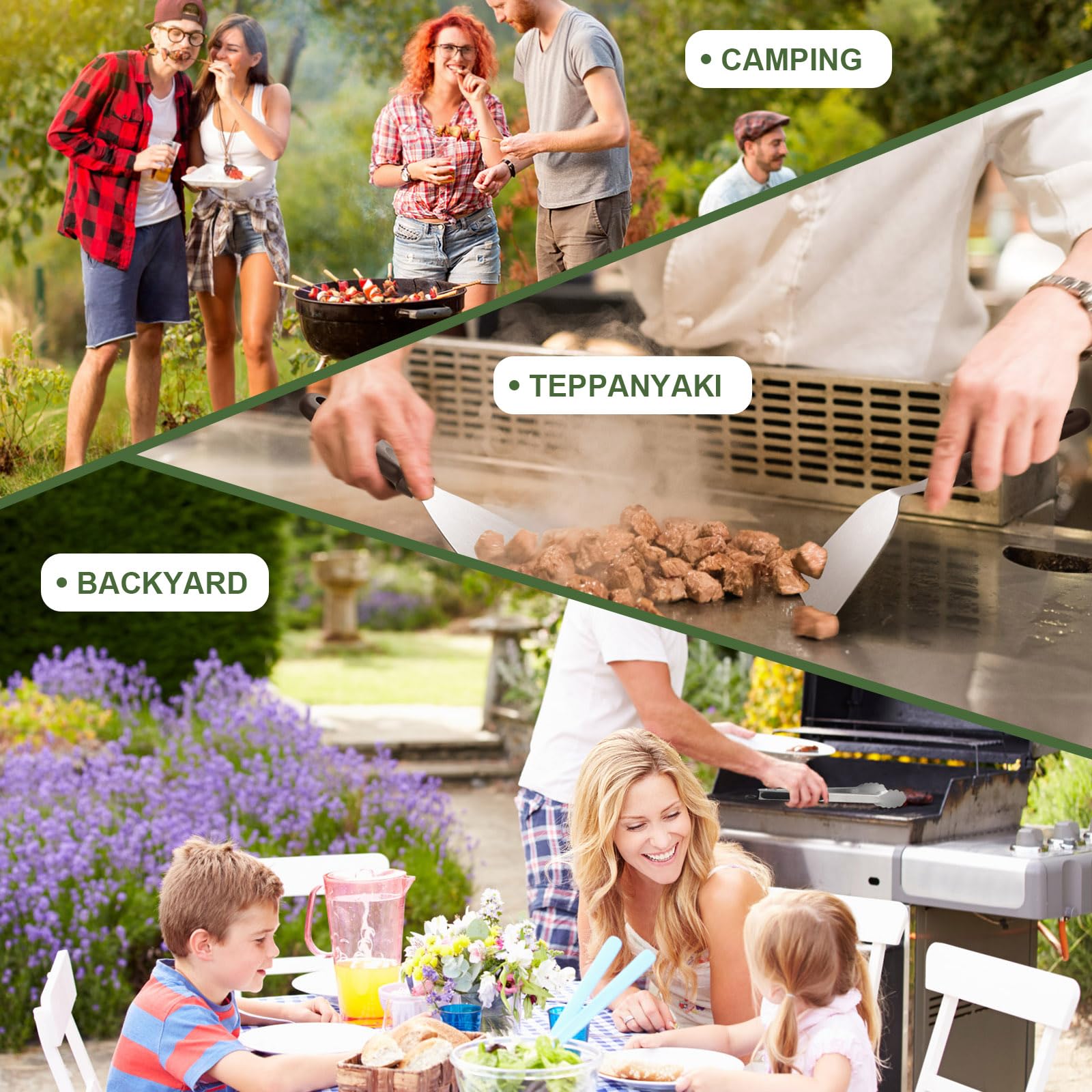 20PCS Griddle Accessories Kit, Flat Top Grill Accessories Set for Blackstone and Camp Chef, Grill Spatula Set with Enlarged Spatulas, Basting Cover, lron Smash Burger Press for Outdoor Barbecue - CookCave