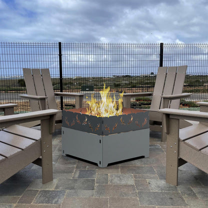 21.5 Inch Outdoor Wood Burning Fire Pit, Bonfire Grill for Patio and Backyard, Outdoor Portable Fireplace with Flame Panel - Flint Gray - CookCave