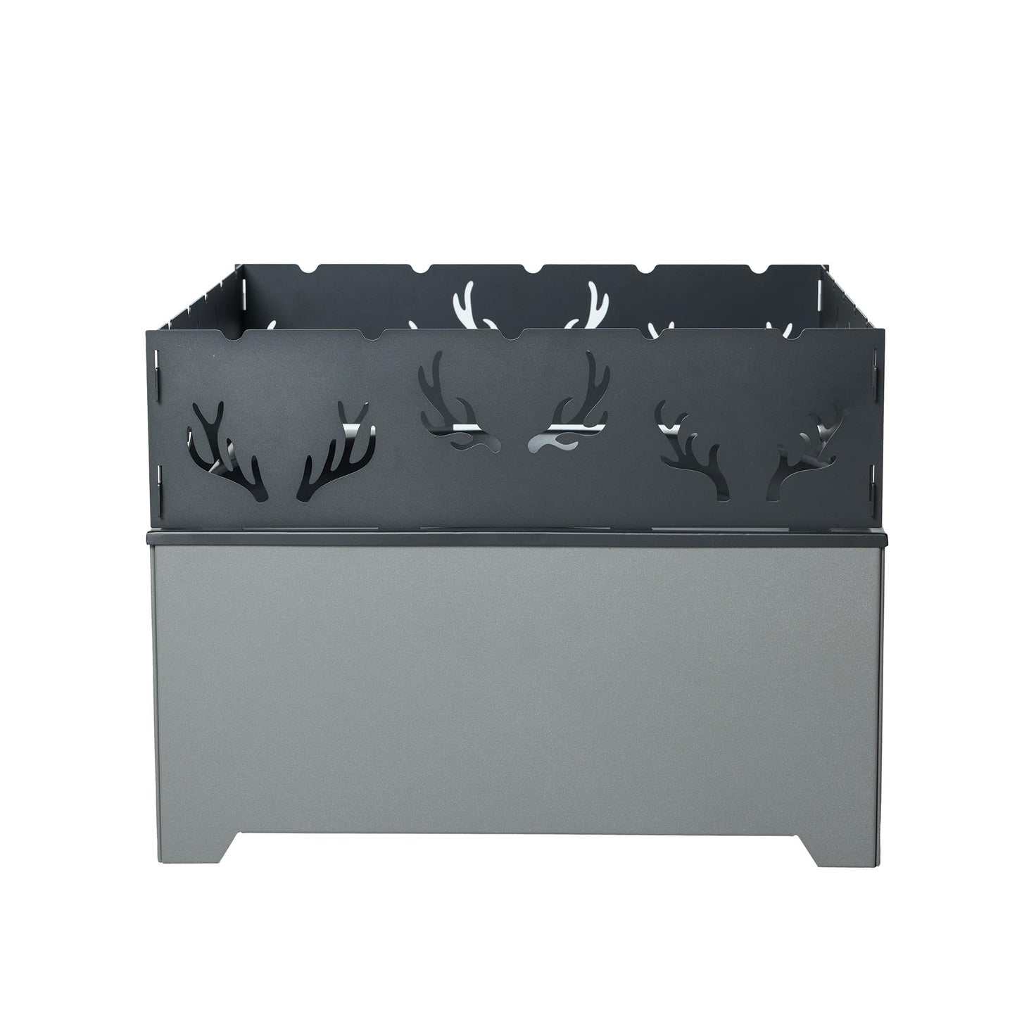 21.5 Inch Outdoor Wood Burning Fire Pit, Bonfire Grill for Patio and Backyard, Outdoor Portable Fireplace with Flame Panel - Flint Gray - CookCave